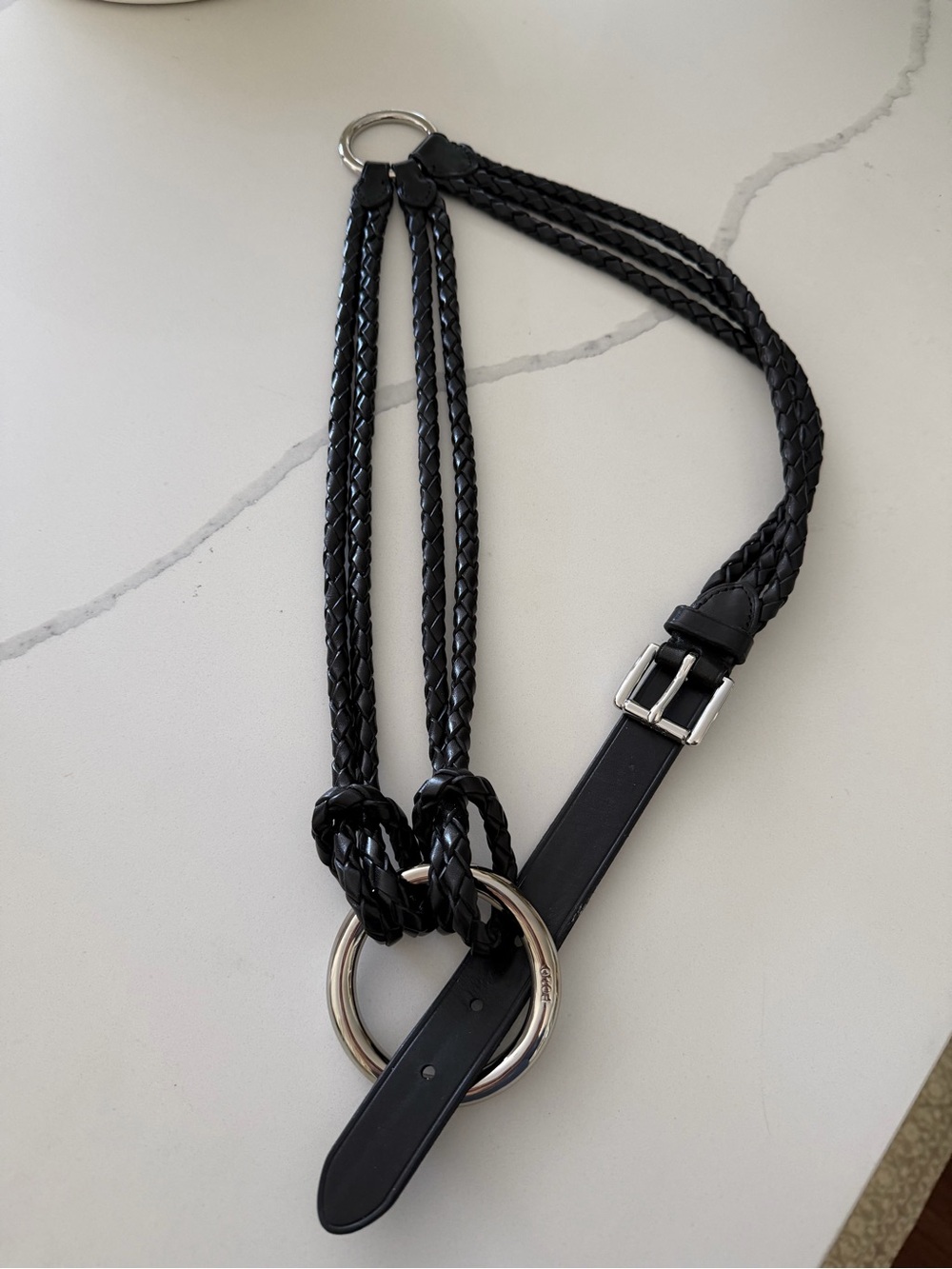Ralph Lauren Black Braided Ring-Accent Women’s Belt